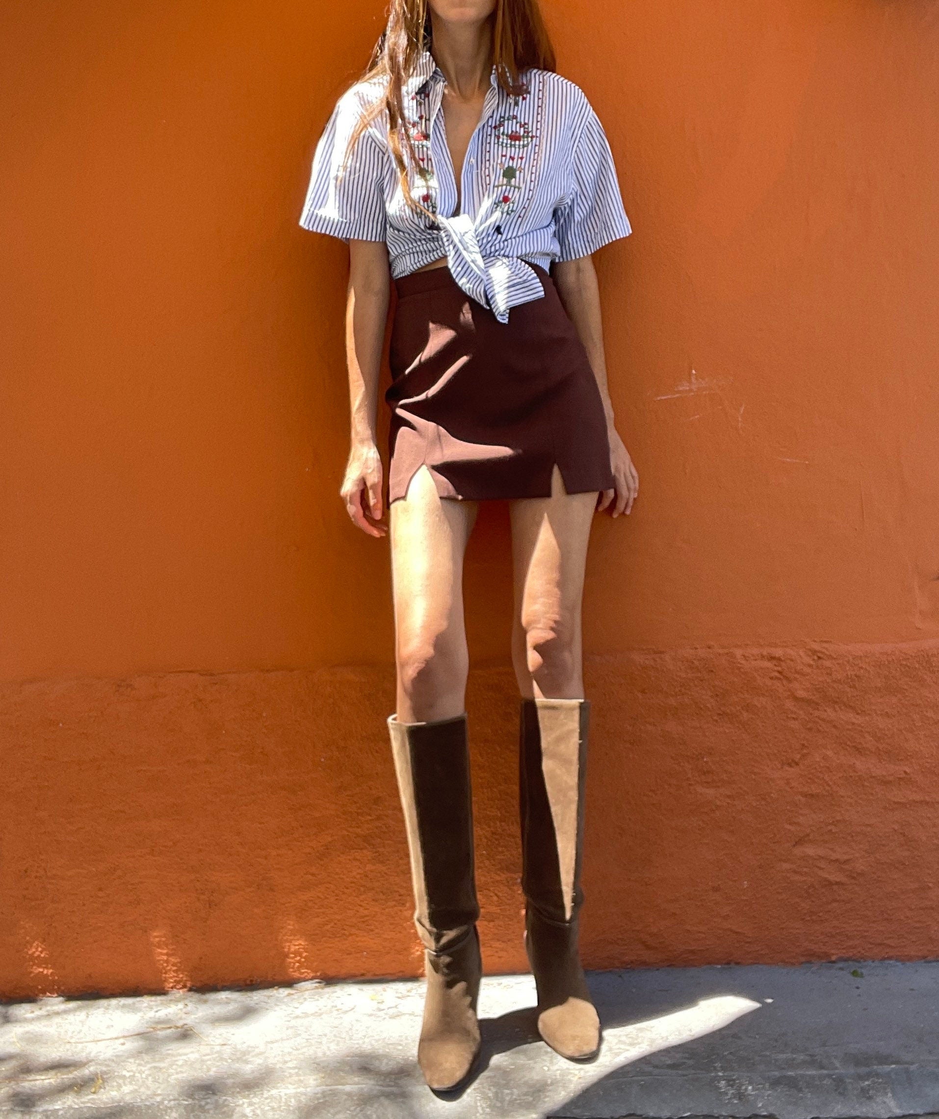 Christmas button up shirt, cotton embroidered blouse, Size M