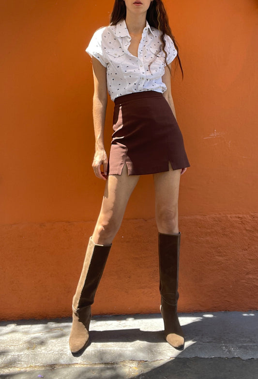 Vintage Italian Cotton Blouse with Blue Butterfly Embroidery, White Cap Sleeve Button-Up Top, Summer Shirt XS-S by Carrera