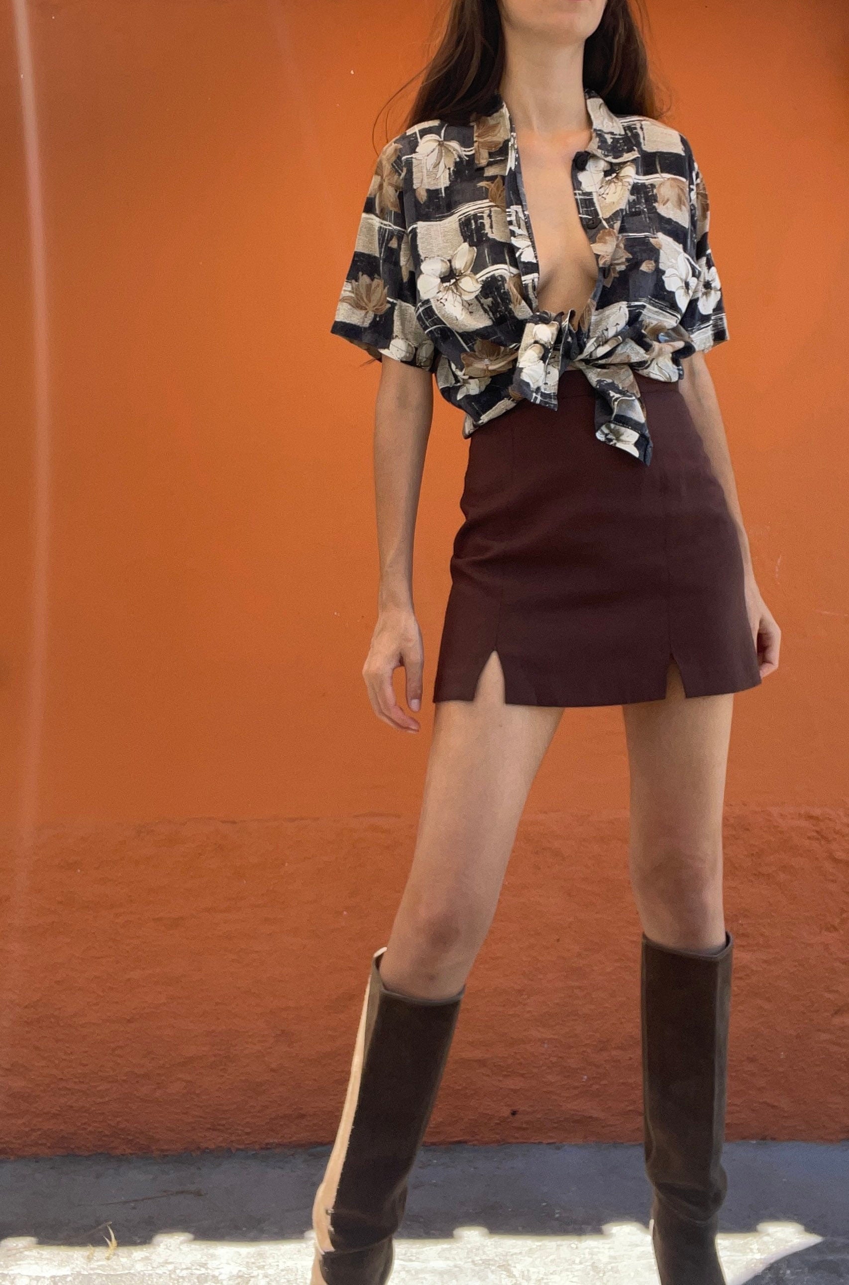 Vintage Groovy Woman Blouse Oversized 80s Retro Floral Shirt Lightweight Summer Hippie Top