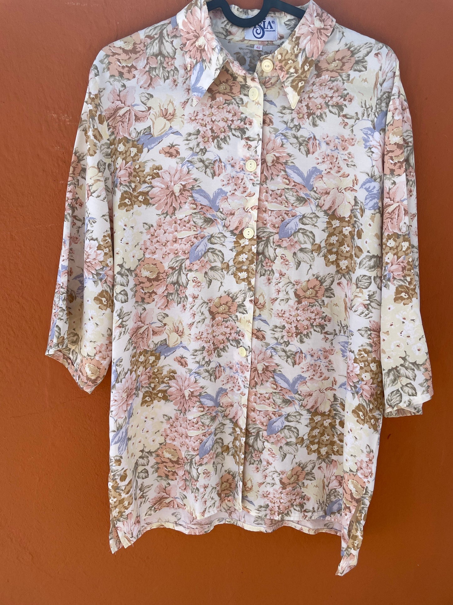 Vintage Floral 70s Short Sleeve Blouse — additional view 7