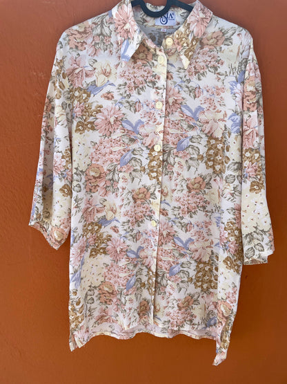 Vintage Floral 70s Short Sleeve Blouse — additional view 7
