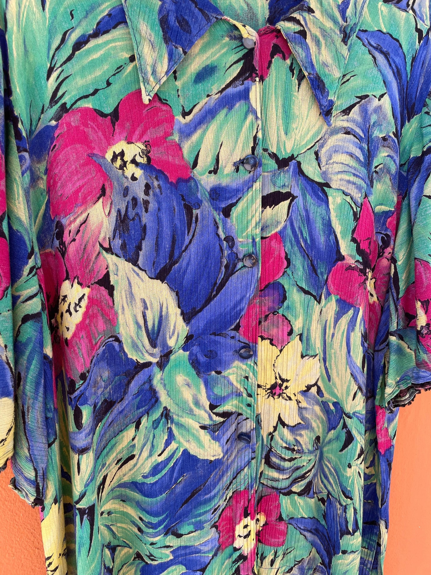 Vintage Oversized Tropical Shirt | Y2K Jungle Print Blouse | Retro Resort Vibes