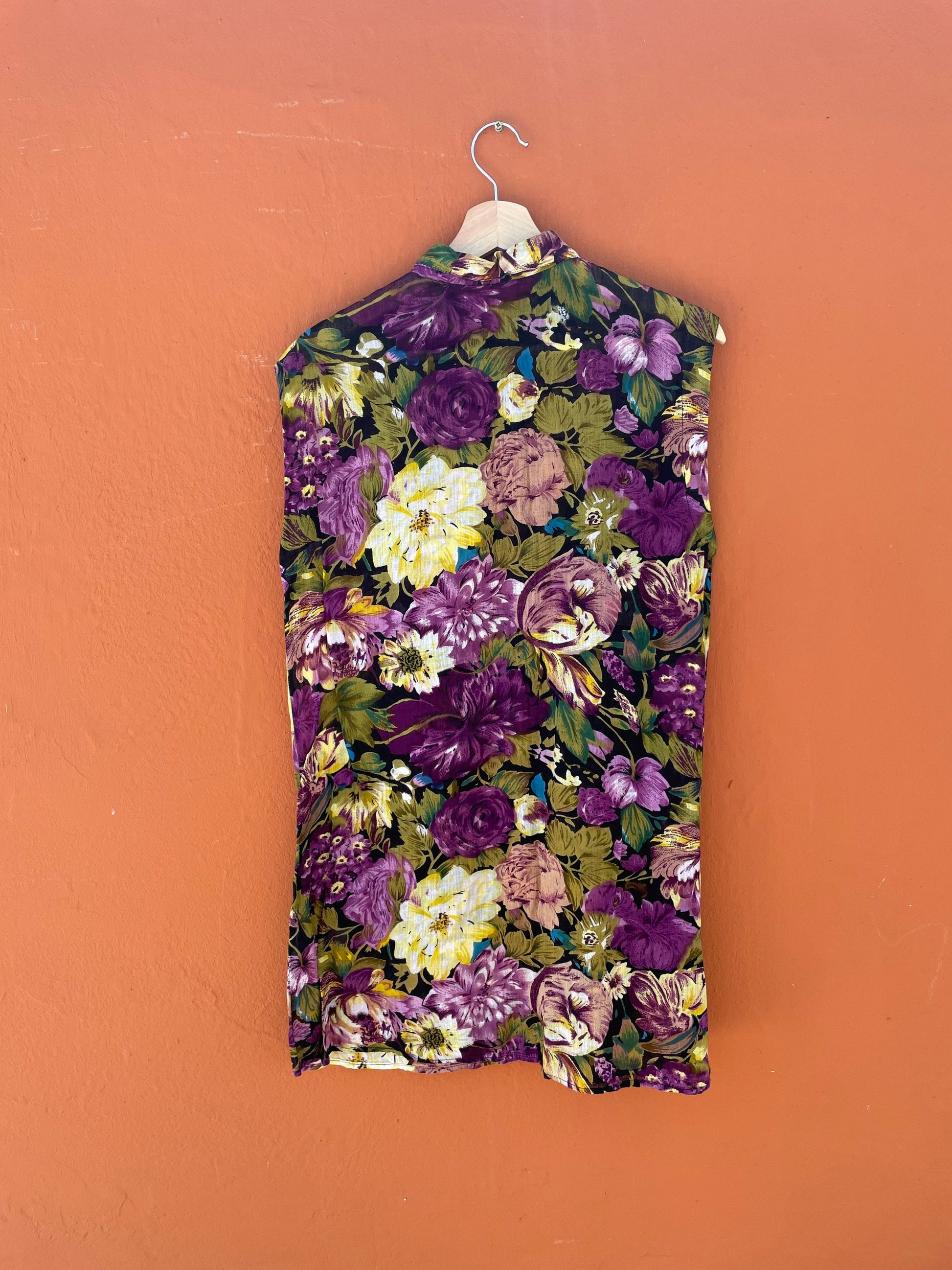 Floral green women's blouse, Retro flower pattern shirt, Cute summer top, Long sleeve button up, Feminine shirt