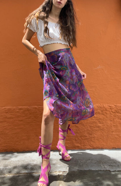Vintage Purple Floral Maxi Skirt — additional view 5