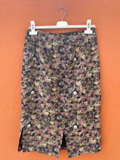 Vintage 80s Floral Pencil Skirt High Waist Retro