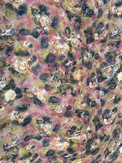 Vintage 80s Floral Pencil Skirt High Waist Retro
