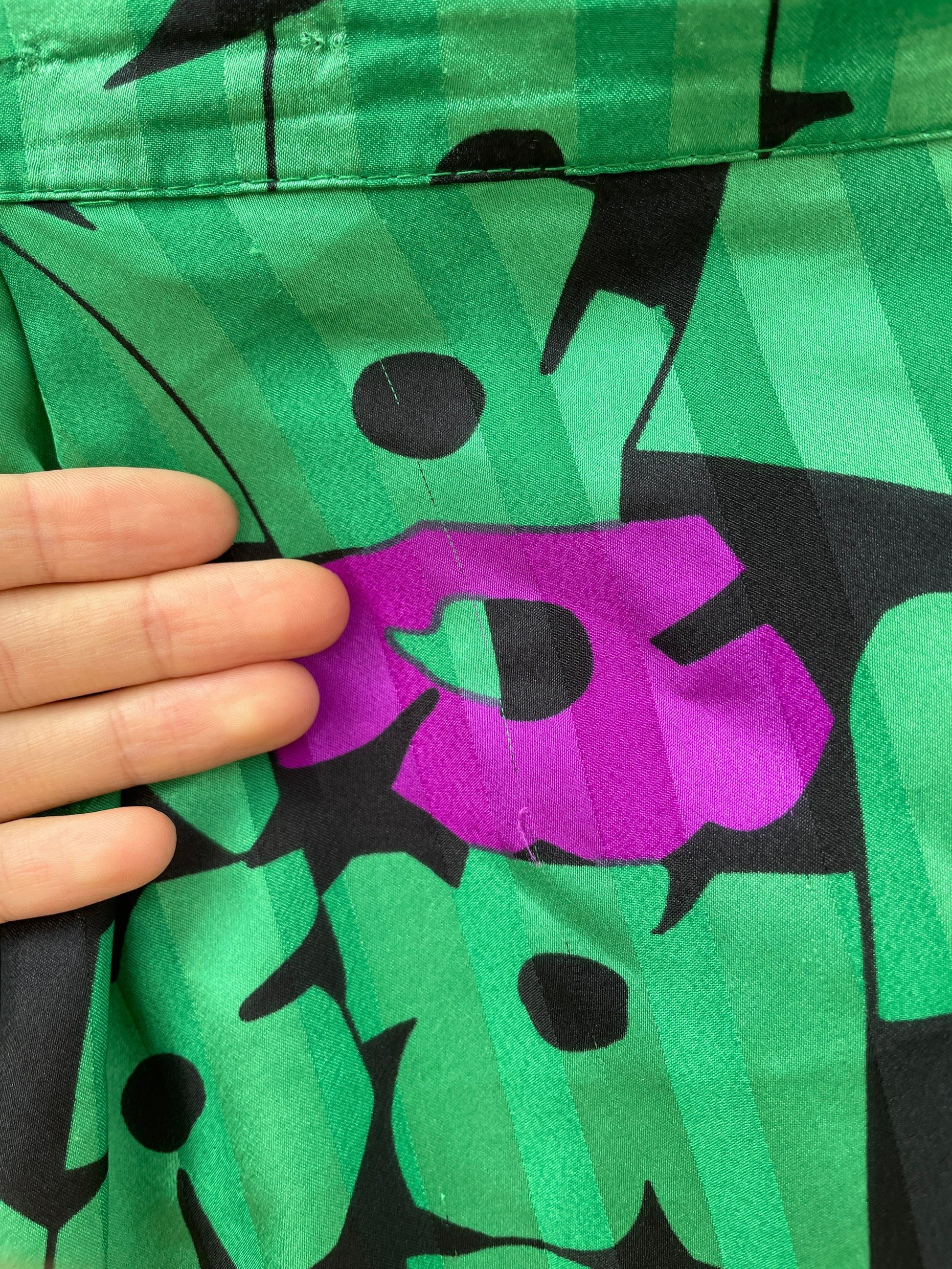 Vintage 80s Floral Wrap Skirt | Bright Green & Purple Retro Print | Handmade Boho Midi