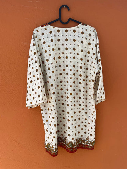 Vintage Boho Embroidered Kurta Tunic with Sequin Details