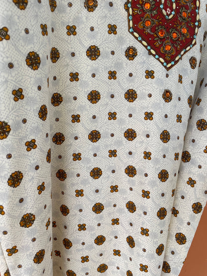 Vintage Boho Embroidered Kurta Tunic with Sequin Details