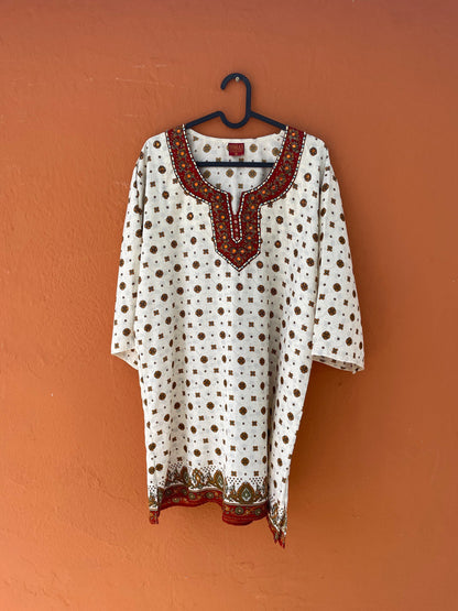Vintage Boho Embroidered Kurta Tunic with Sequin Details