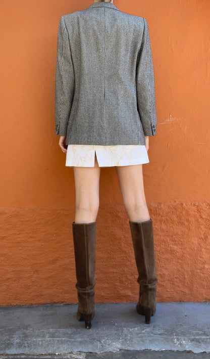 Vintage Houndstooth Oversized Blazer — fabric close-up
