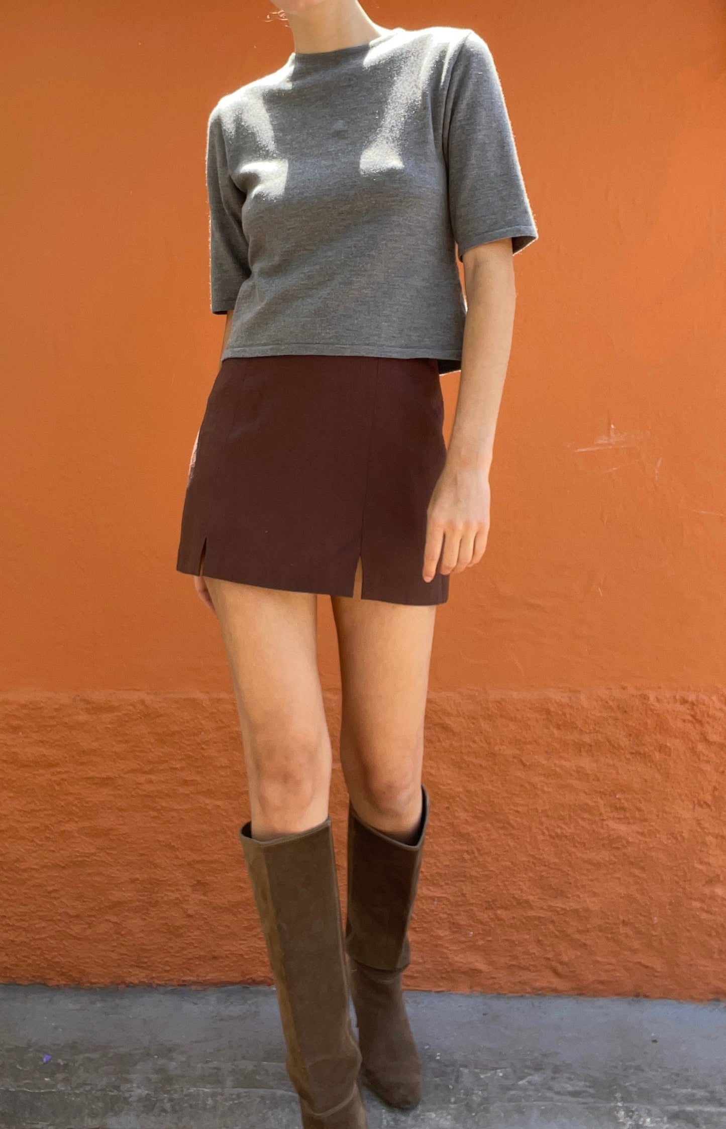 Wool Max Mara shirt, Grey vintage designer clothing, Made in Italy warm winter undershirt, Virgin wool woman top