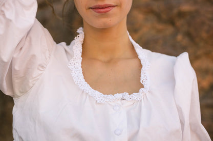 Antique Lace Cropped Cotton Blouse — additional view 7
