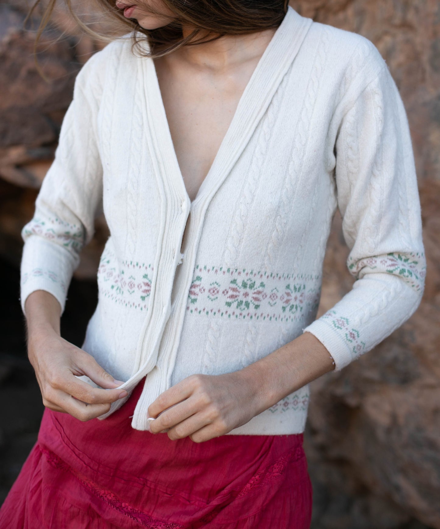 Vintage Roberta Puccini eggshell wool cardigan, Cottage core aesthetic jumper, Vintage Angora winter clothing, Unisex wool winter clothing