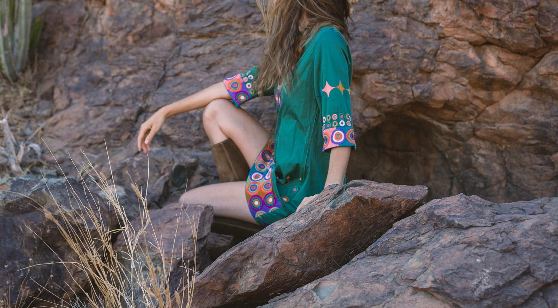 Dark green vintage Kurta, Sequin embroidered tunic, Boho festival outfit, Bohemian dress, Cute ethnographic mini dress