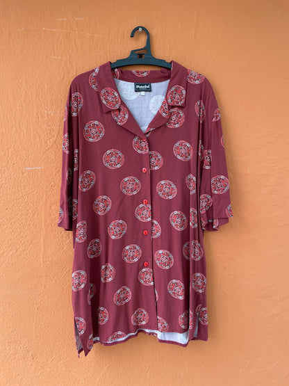 Colorful Vintage 70s Oversized Blouse — back view