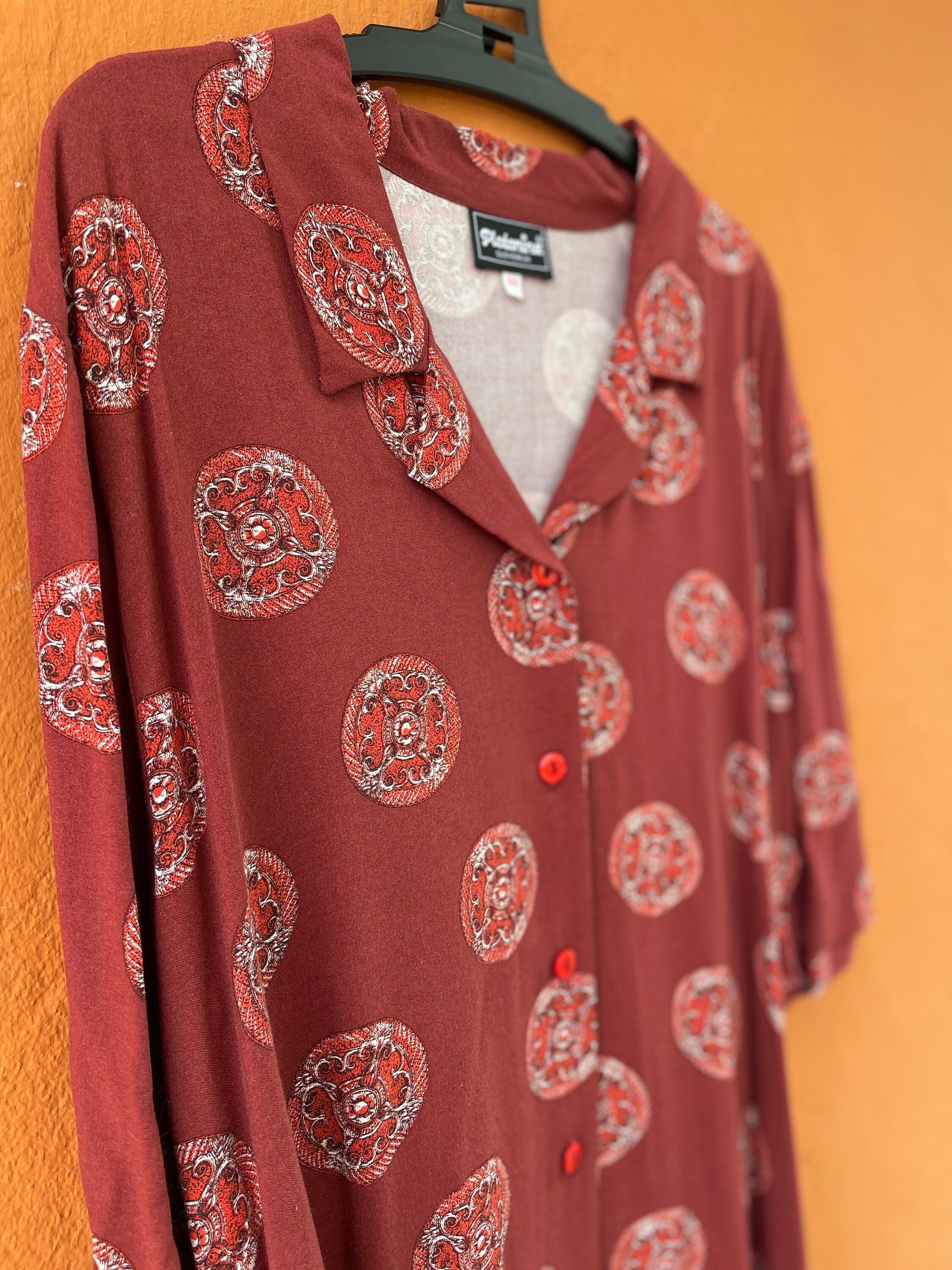 Vintage unique shirt, Retro oversized blouse, Alternative colourful top, Pink groovy 70s blouse, Retro Unisex clothing,