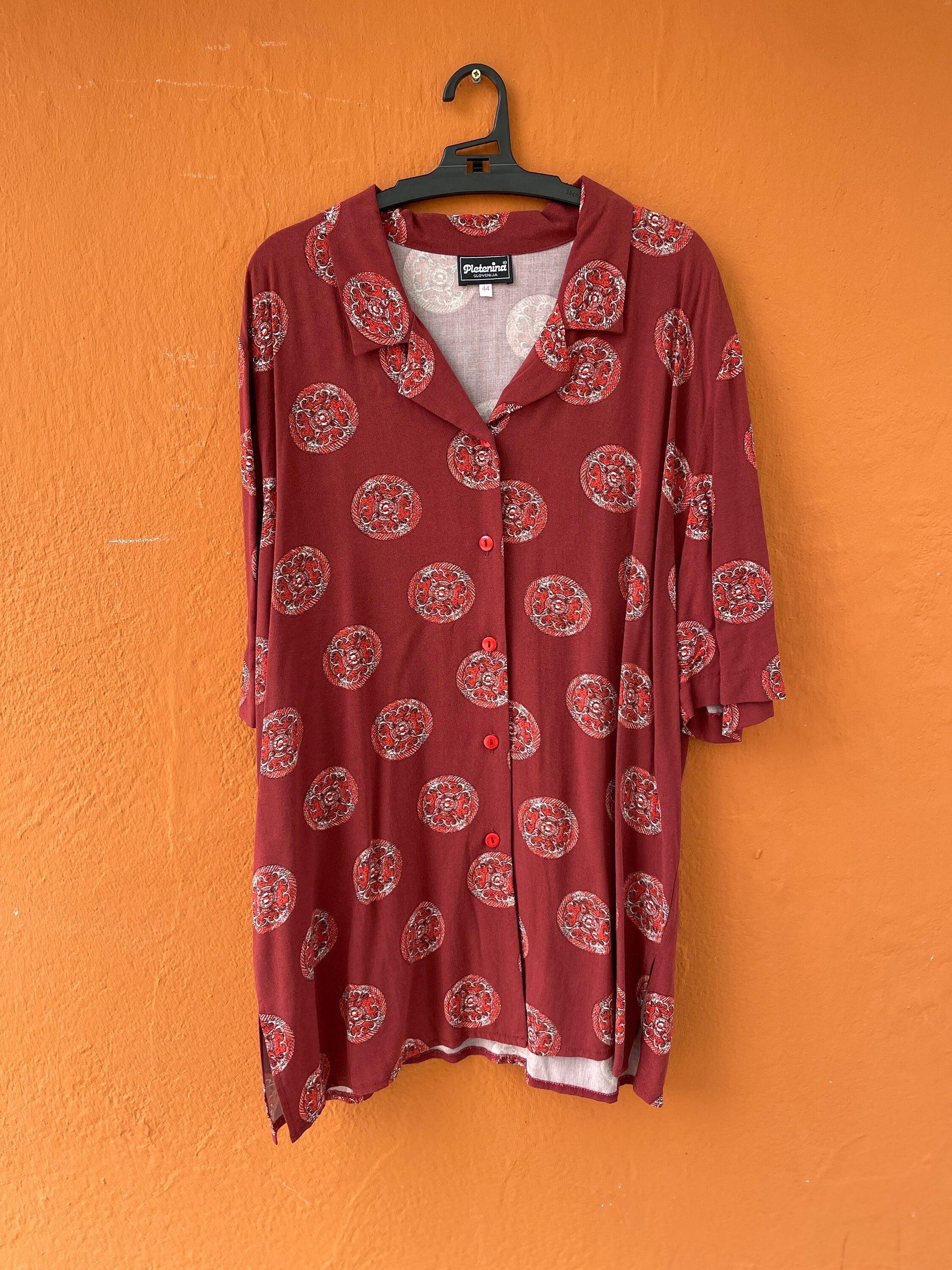 Vintage unique shirt, Retro oversized blouse, Alternative colourful top, Pink groovy 70s blouse, Retro Unisex clothing,