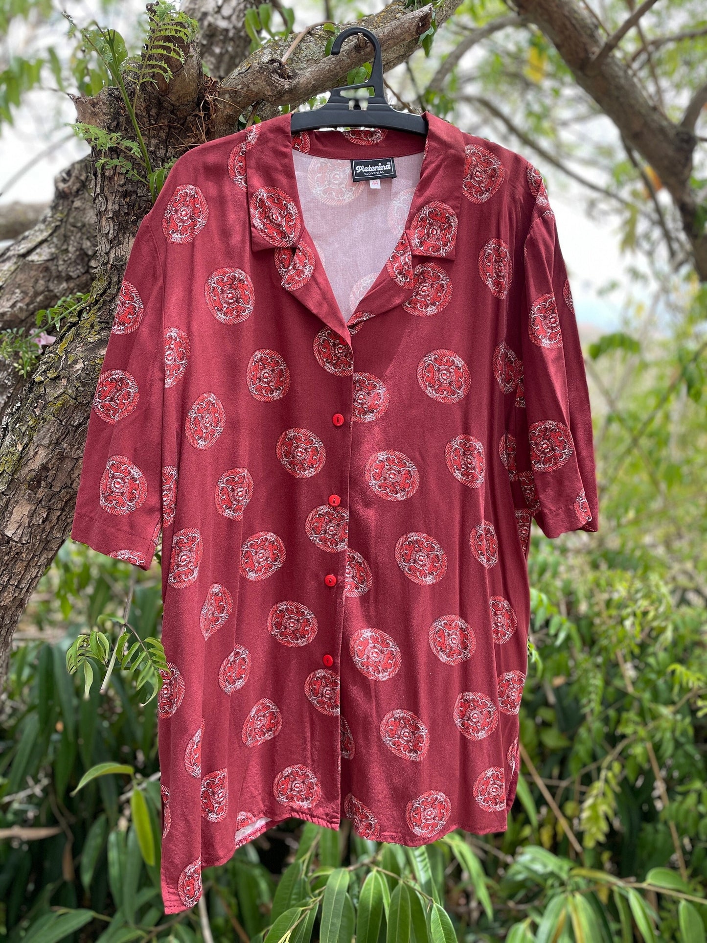 Vintage unique shirt, Retro oversized blouse, Alternative colourful top, Pink groovy 70s blouse, Retro Unisex clothing,