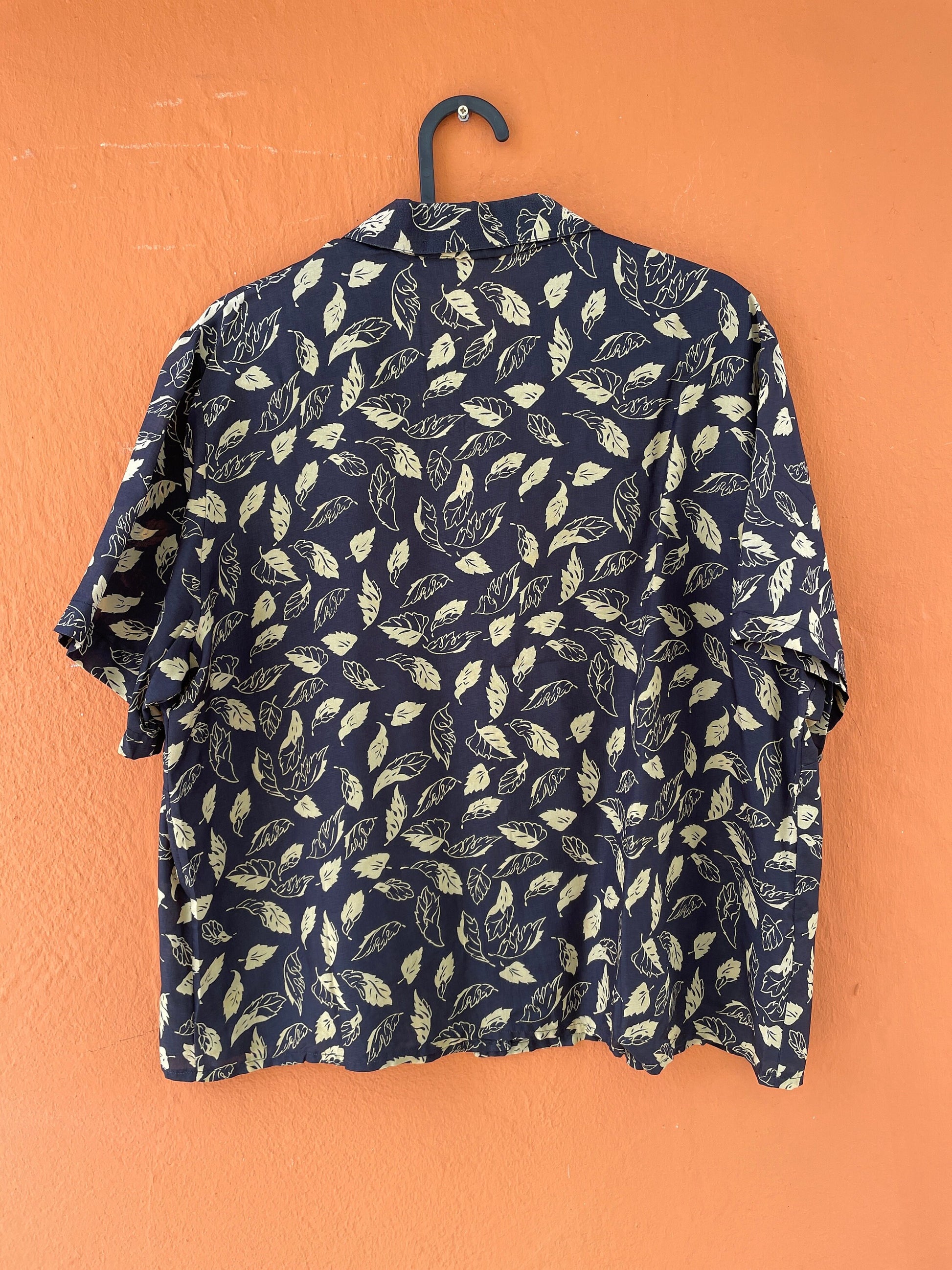 Vintage black patterned woman blouse, Collared retro shirt, Playful lightweight summer blouse, Retro 70s shirt