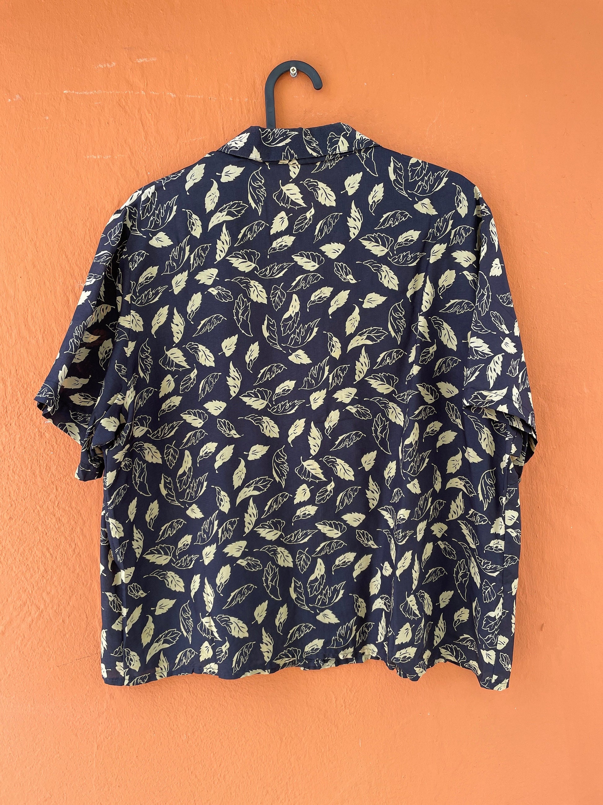 Vintage black patterned woman blouse, Collared retro shirt, Playful lightweight summer blouse, Retro 70s shirt