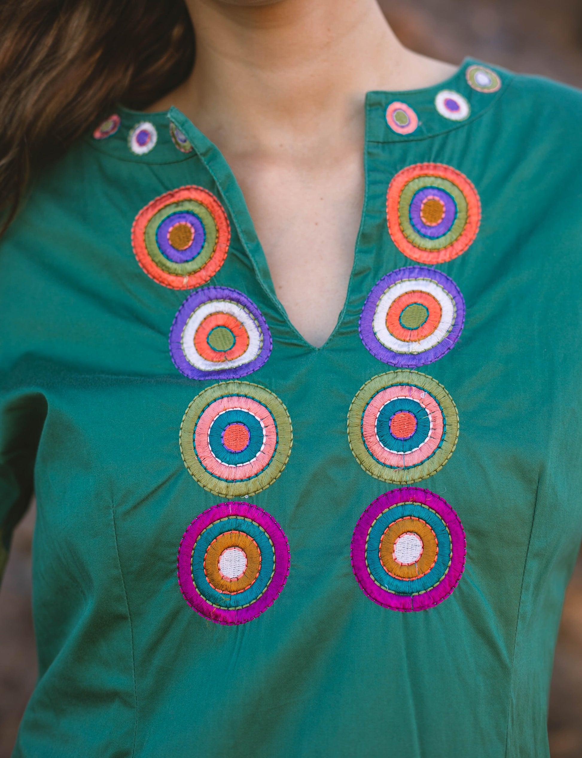 Dark green vintage Kurta, Sequin embroidered tunic, Boho festival outfit, Bohemian dress, Cute ethnographic mini dress