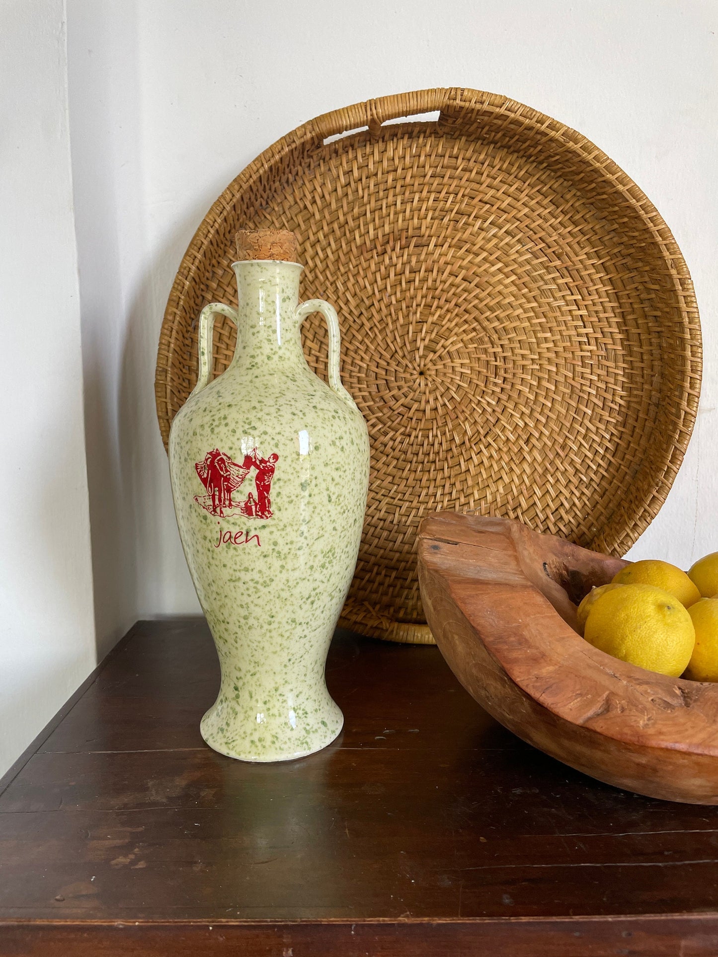 Vintage Green Speckled Oil Pitcher — additional view 5