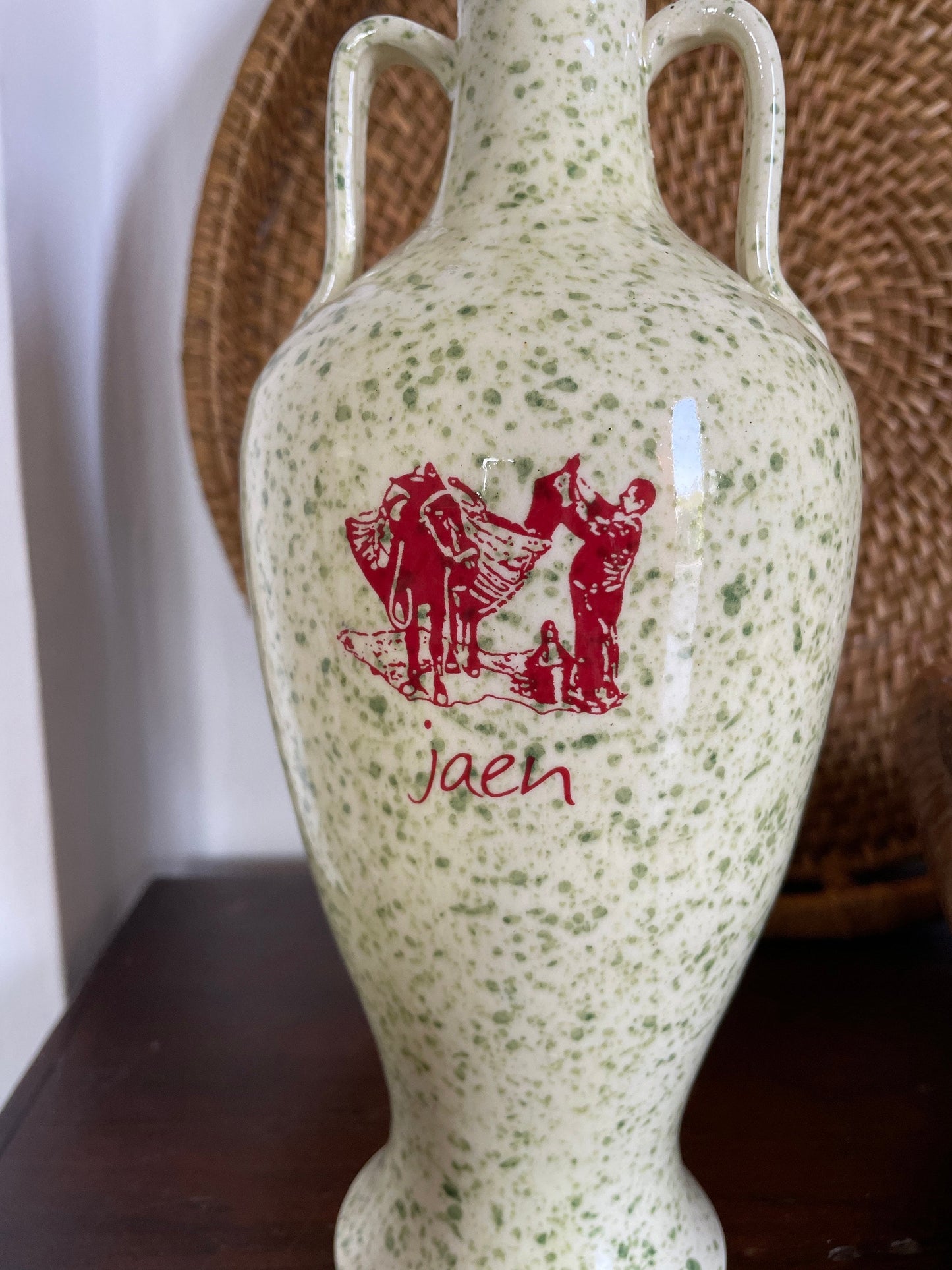 Vintage Green Speckled Oil Pitcher — additional view 6