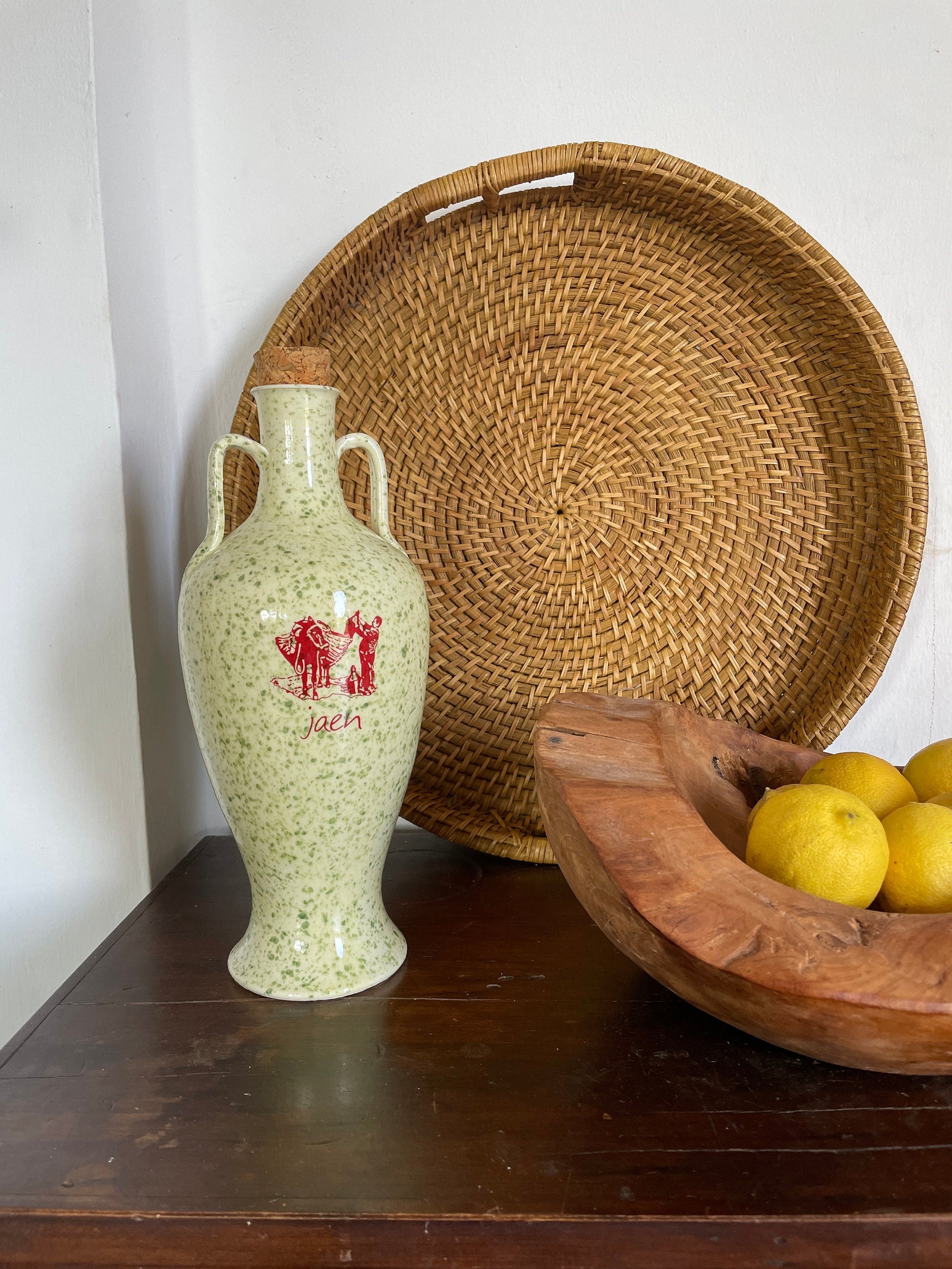 Vintage Green Speckled Oil Pitcher — additional view 7