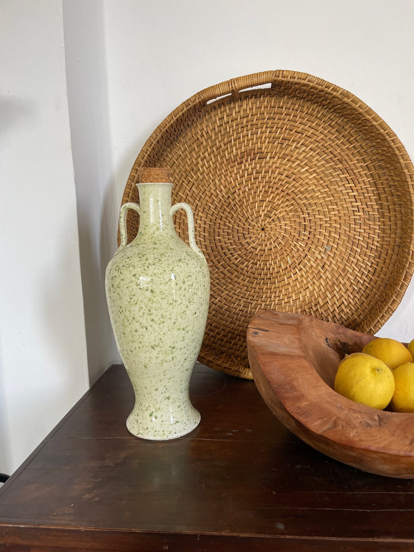 Vintage Green Speckled Oil Pitcher — additional view 9
