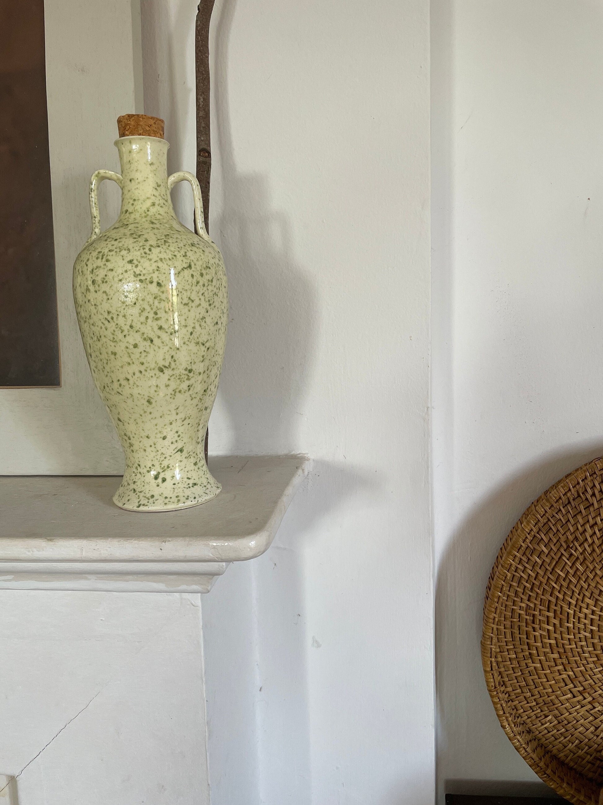 Vintage Green Speckled Oil Pitcher — additional view 10