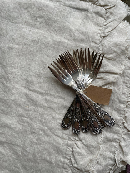 Vintage Silver Plated Dessert Fork — detail
