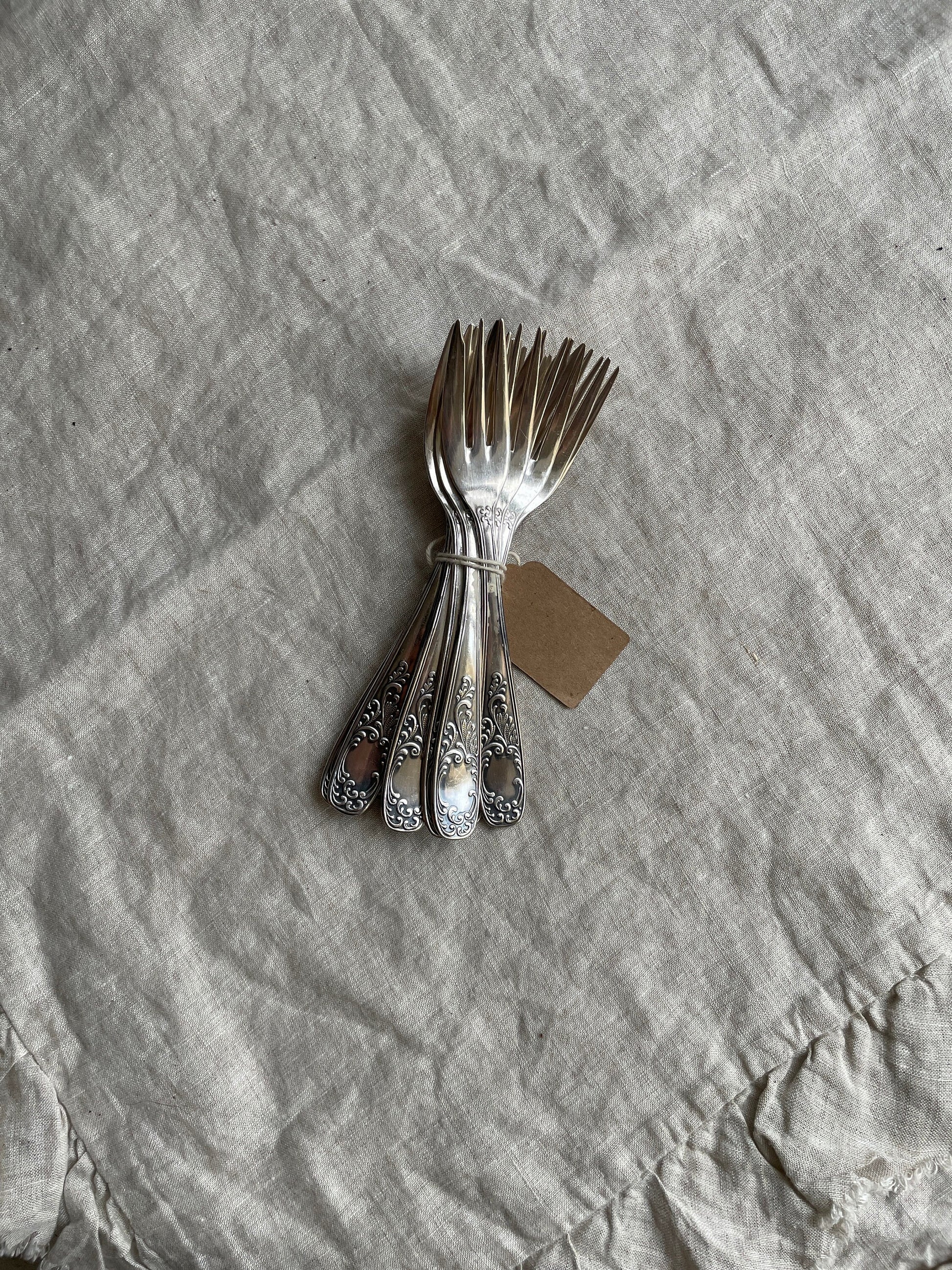 Silver Plated Dessert Fork 16cm Vintage French Floral Design Romantic Cottagecore High Tea Party Wedding Cake Serve