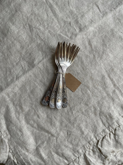 Vintage Silver Plated Dessert Fork — back view