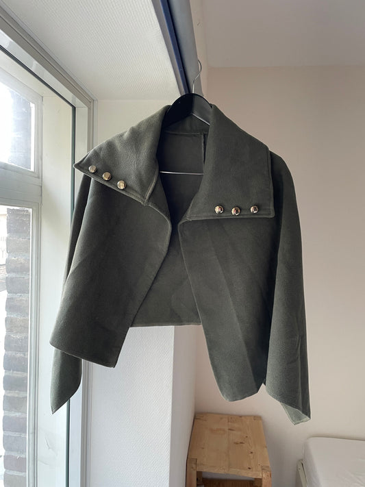 Vintage Moss Green Cotton Poncho Cape