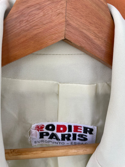 Off White Vintage Rodier Paris Blazer, Elegant Summer Jacket