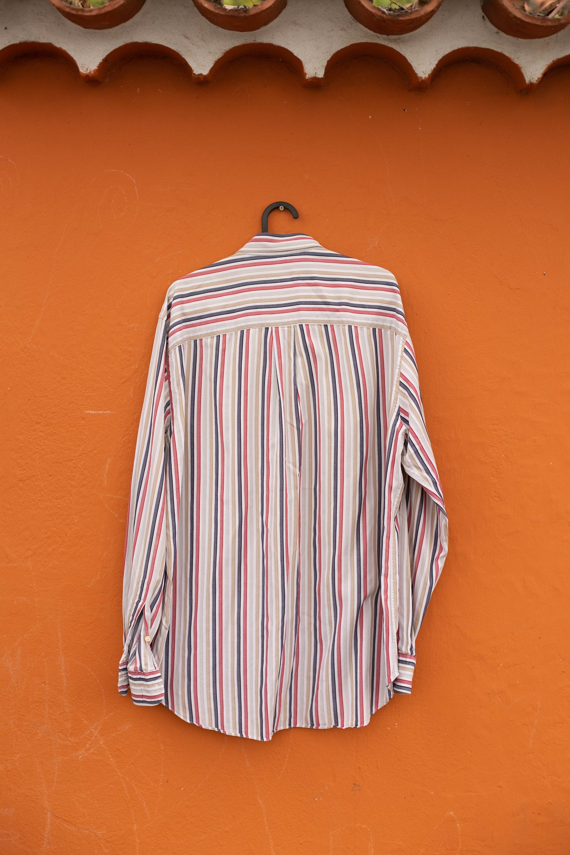 Vintage Burberry London striped Oxford shirt, Colourful men's button up blouse, Smart long sleeve oversized summer shirt, US 2X