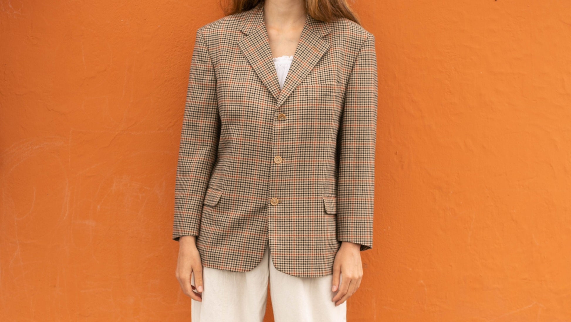 Light Academia wool plaid blazer, True vintage smart autumn coat, Tartan jacket, Plaided winter blazer, Houndstooth stylish jacket