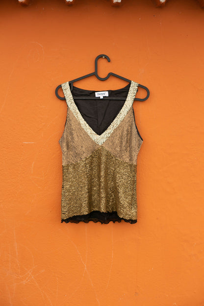 Gold Sequin V-Neck Festive Top — additional view 7