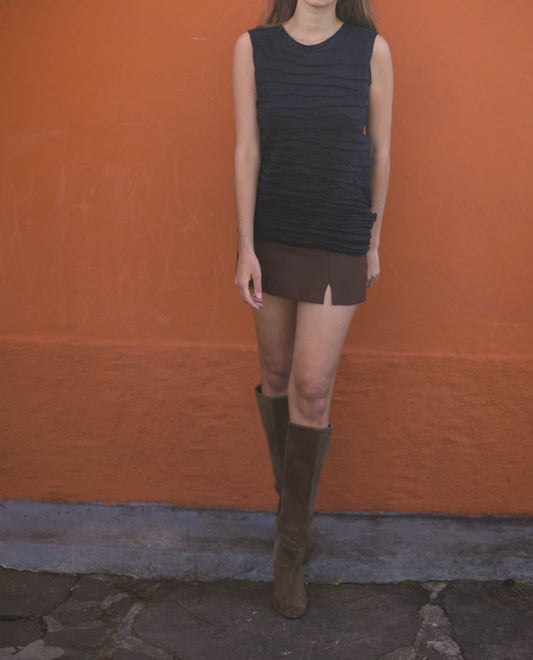 Sarah Pacini black top, Elegant ruffle designer tank top, Vintage formal wear, Designer camisole, Minimalist futuristic clothing