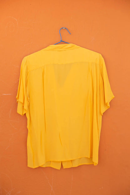 Curry Yellow Silk Blend Vintage Blouse by Saint George