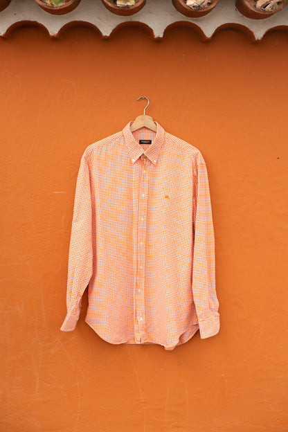 Vintage Burberry Checkered Orange Shirt — additional view 8
