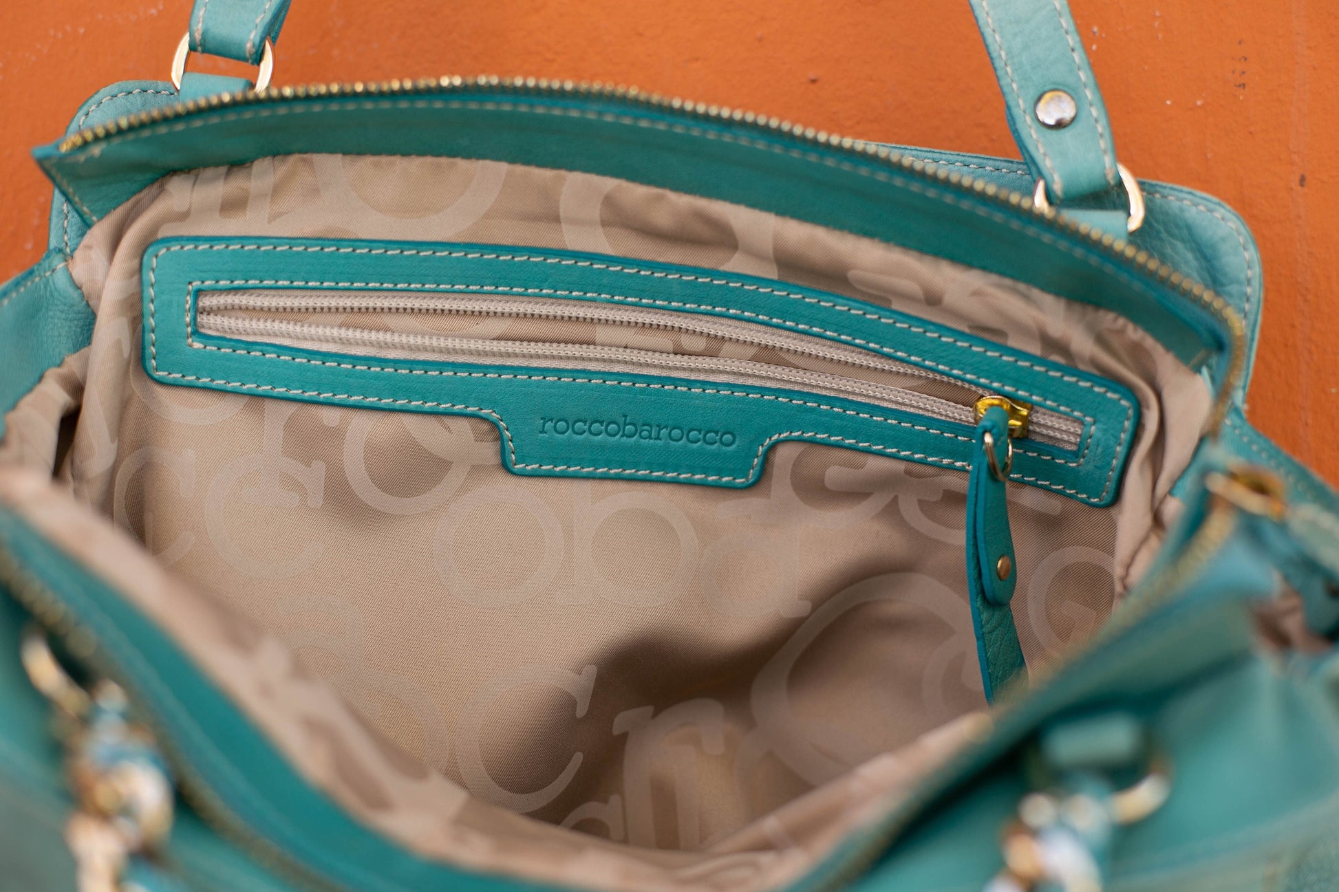 turquoise Rocco Barocco designer cross body bag, Shoulder bag, Light blue handbag, Medium leather bag, shoulder bag, tote bag, schoolbag