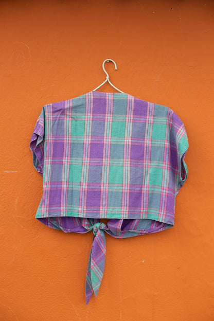 Vintage Plaid Cropped Lumberjack Blouse — additional view 8