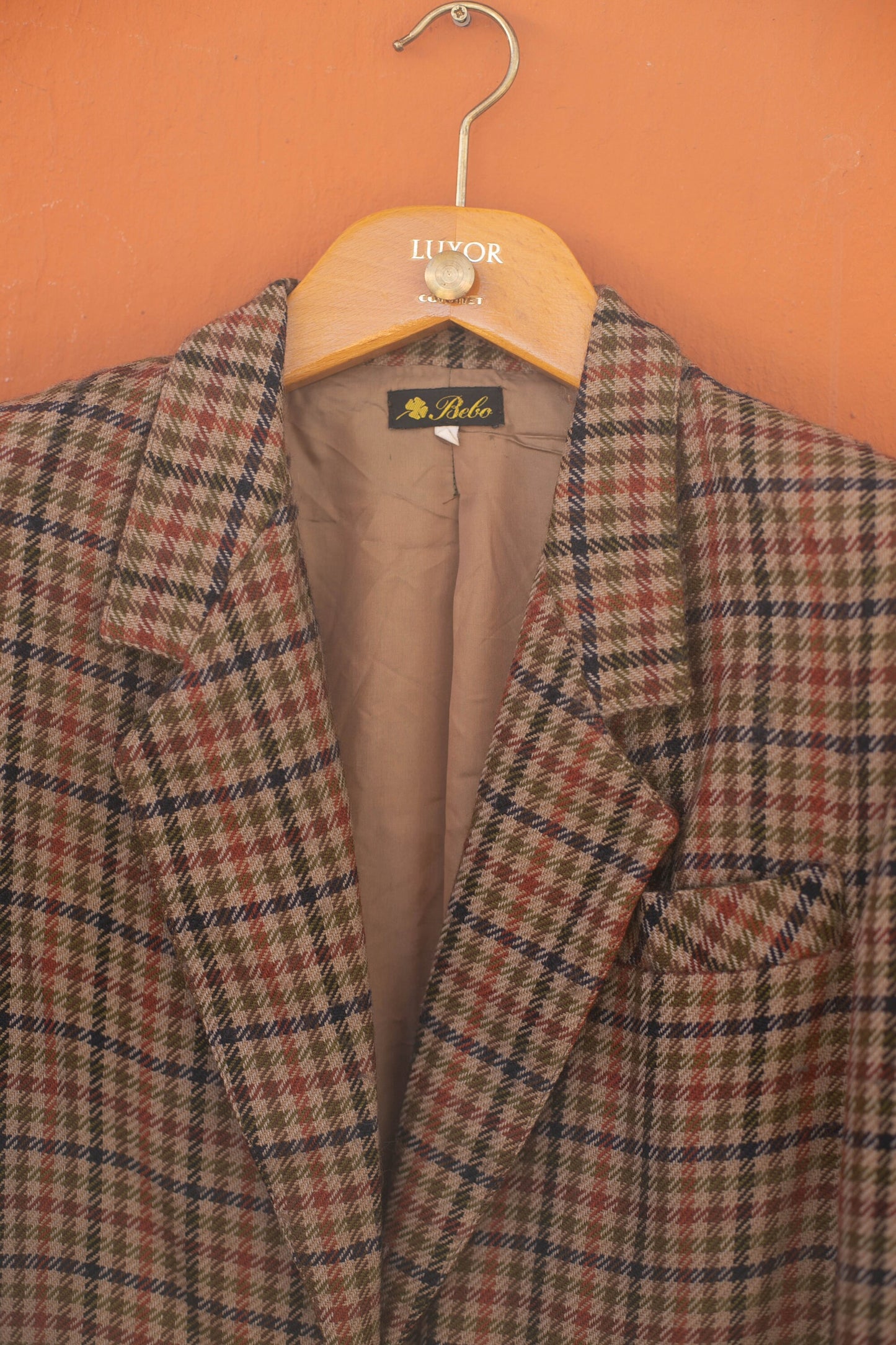 Vintage smart wool plaid women blazer, Shepherd check jacket, Light academia blazer, Retro women's clothing, Wool formal jacket,
