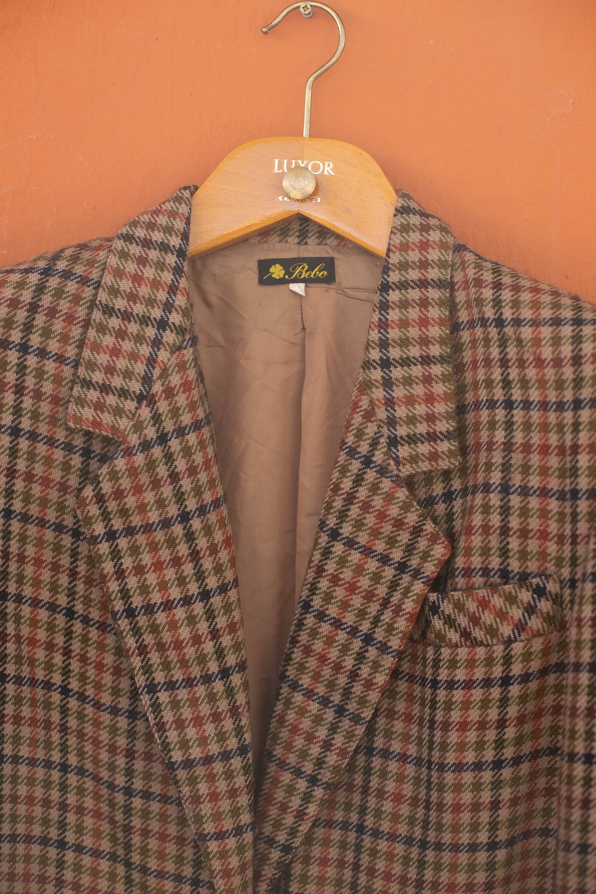 Vintage smart wool plaid women blazer, Shepherd check jacket, Light academia blazer, Retro women's clothing, Wool formal jacket,