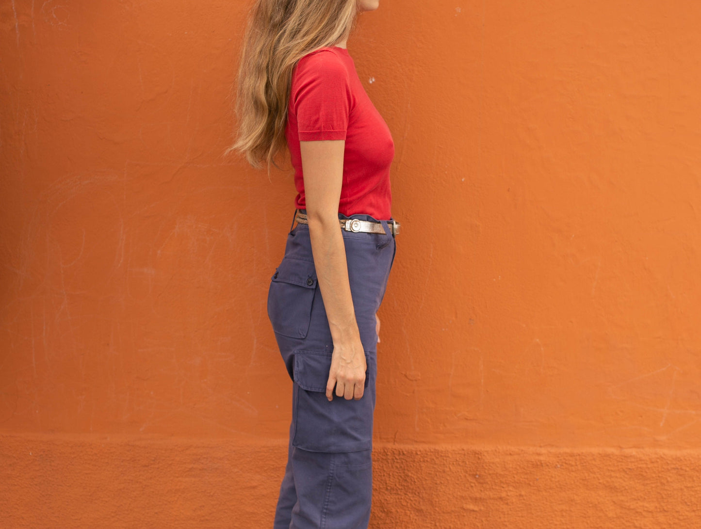 Vintage Carolina Herera red short sleeve summer t-shirt, Lightweight casual top, Vintage designer clothing