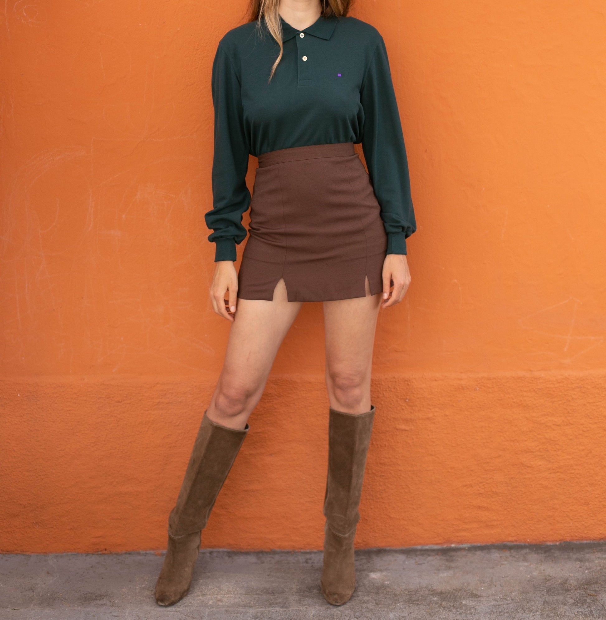 Vintage Purificación García Long Sleeve Polo Shirt – Forest Green | Size S