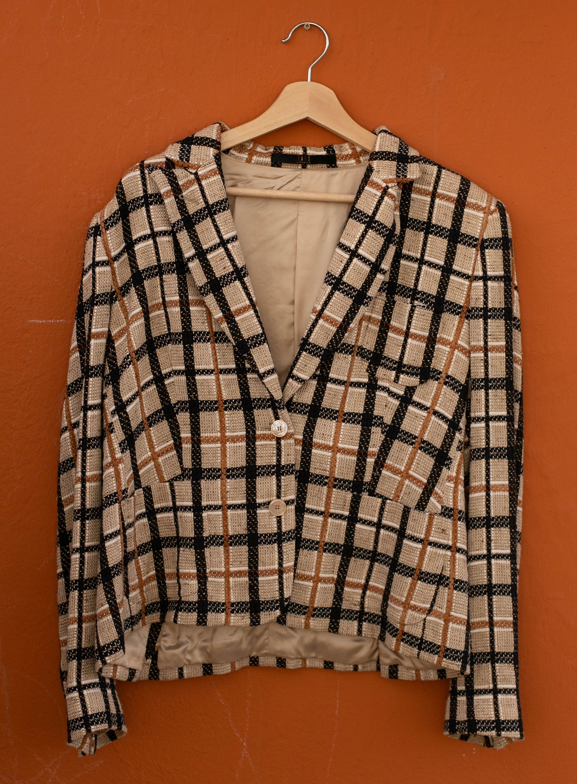 Vintage Daks London plaid blazer jacket, Feminine formal event wear, Classic design dark academia smart coat for women, British Minimalist