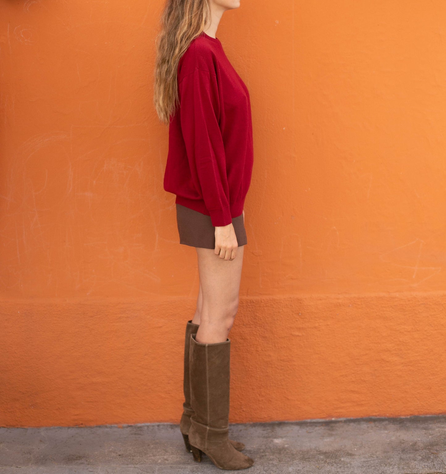 Vintage Burberry Red Sweater | Unisex Merino Wool Blend Knit | Minimal Logo Embroidery | Size XL